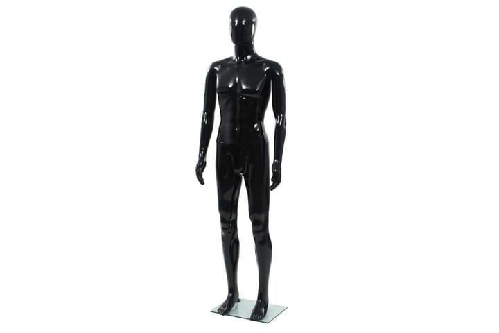 Aidon kokoinen miesmallinukke lasijalustalla musta 185 cm - Musta - Vaatenaulakko - Vaateteline & pukuteline
