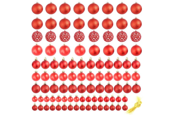 100 kpl joulukuusen pallosarja 6 cm punainen - Punainen - Joulukuusen koristeet - Joulukoristeet