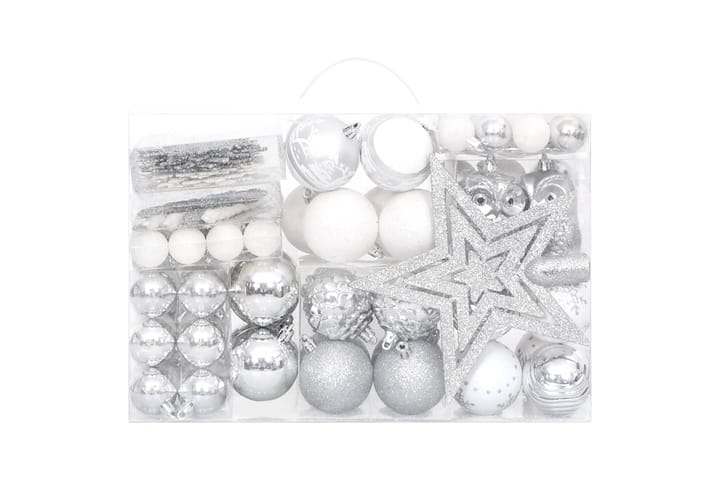 beBasic Joulukuusen koristesarja 108 kpl hopea ja valkoinen - Valkoinen - Joulukuusen koristeet - Joulukoristeet