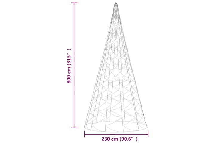 beBasic Joulukuusi lipputankoon 3000 kylmän valkoista LEDiä 800 cm - Tekokuusi