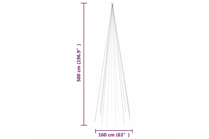 beBasic Joulukuusi lipputankoon 732 moniväristä LED-valoa 500 cm - Tekokuusi