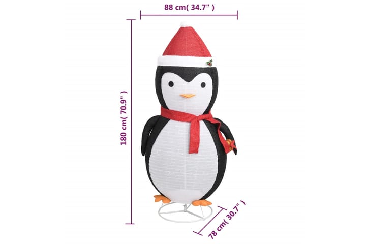 beBasic Pingviini joulukoriste LED-valoilla ylellinen kangas 180 cm - Musta - Joulukynttilä - Joulukoristeet
