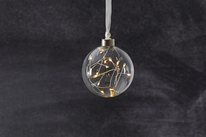 Lasipallo Glow 10 cm Valkoinen/Läpinäkyvä - Star Trading - Joulukuusen koristeet - Joulukoristeet