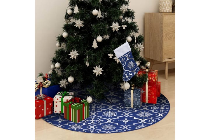 Ylellinen joulukuusen jalustapeite sukalla sininen 150cm - Joulukuusen jalka - Joulukoristeet