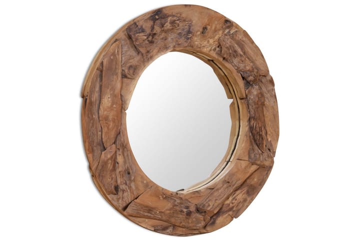 Koristeellinen peili pyöreä 80 cm Tiikki - Ruskea - Peili - Eteispeili - Seinäpeili