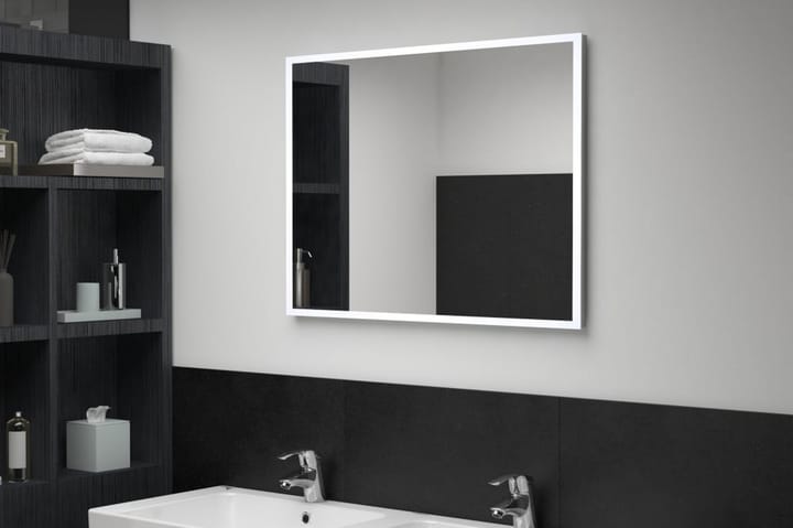 Kylpyhuoneen LED-seinäpeili 80x60 cm - Hopea - Kylpyhuoneen peilit - Peili - Kylpyhuonepeili valaistuksella