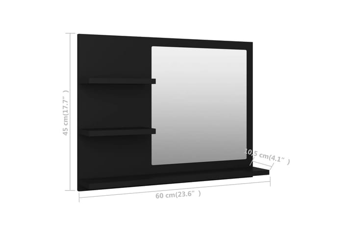 Kylpyhuonepeili musta 60x10,5x45 cm lastulevy - Musta - Peili - Kylpyhuoneen peilit - Kylpyhuonepeili valaistuksella