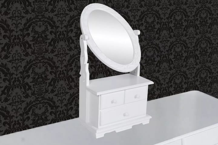 Pieni peilipöytä soikealla käännettävällä peilillä MDF - Valkoinen - Pöytäpeili