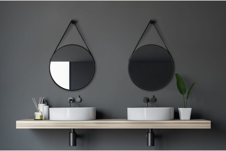 Peili Almunge 50 cm Pyöreä - Musta - Peili - Kylpyhuoneen peilit - Kylpyhuonepeili valaistuksella