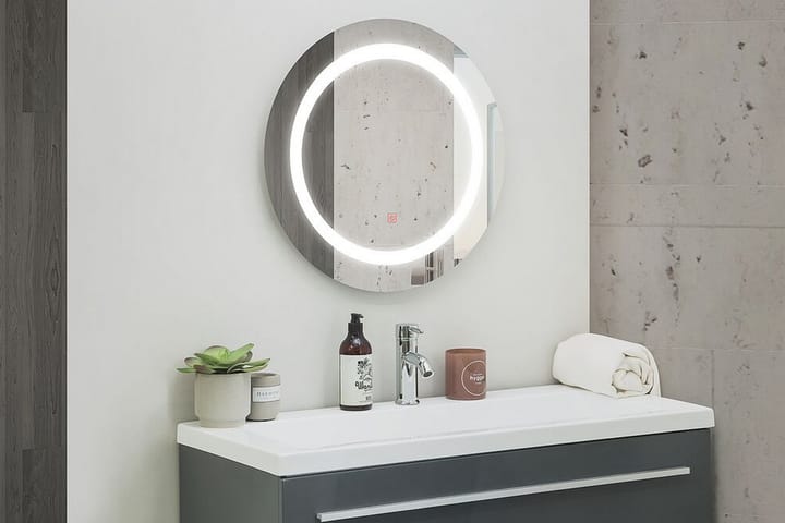 Peili Cemre LED Pyöreä 58x58 cm - Hopea - Peili - Kylpyhuoneen peilit - Kylpyhuonepeili valaistuksella