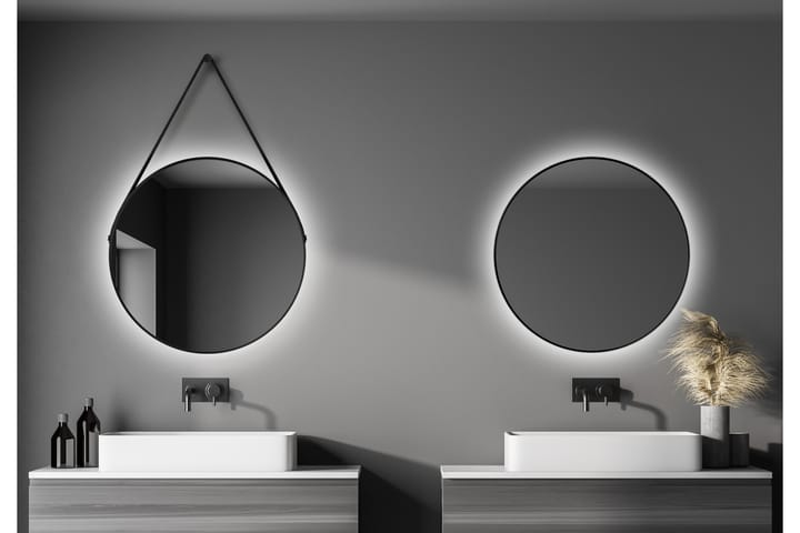Peili Delaryd 80 cm - Musta - Peili - Kylpyhuoneen peilit - Kylpyhuonepeili valaistuksella