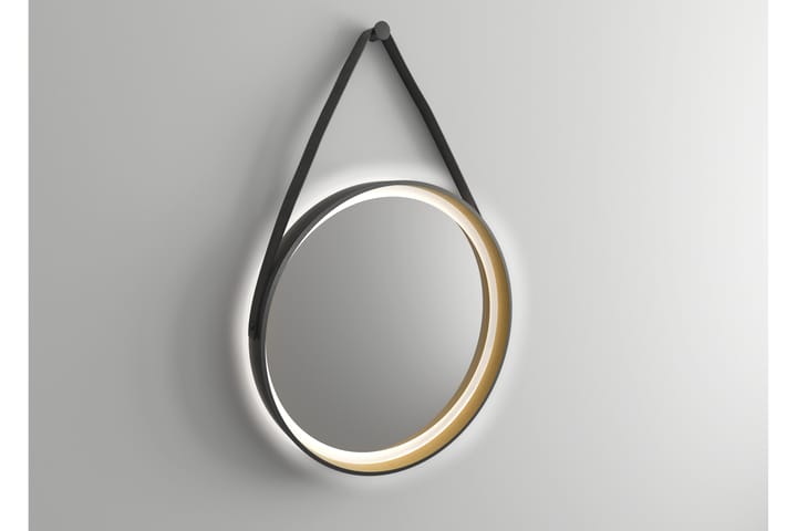 Peili Eskildstorp 55 cm Pyöreä LED-valaistus - Musta/Kulta - Peili - Kylpyhuoneen peilit - Kylpyhuonepeili valaistuksella