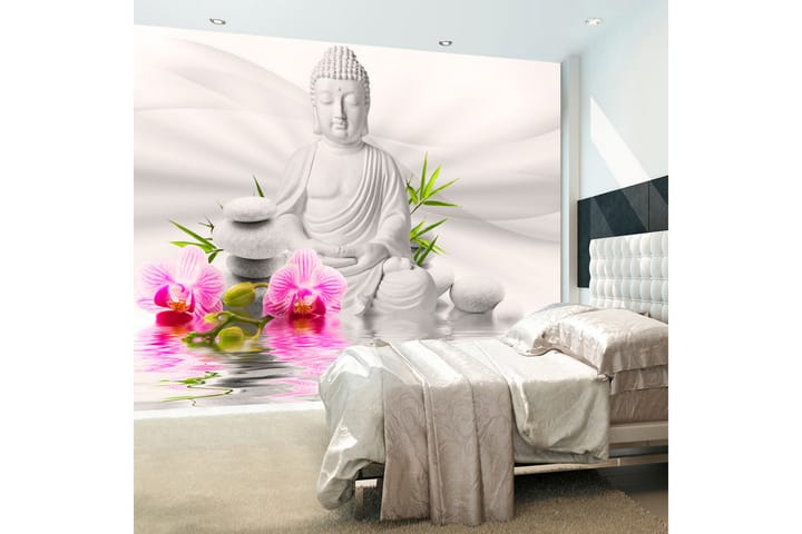 Valokuvatapetti Buddha And Orchids 200x140 - Artgeist sp. z o. o. - Valokuvatapetit