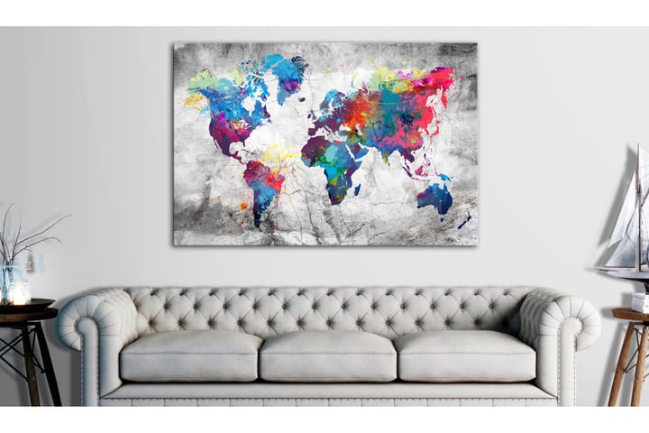 Taulu World Map: Grey Style 90x60 - Artgeist sp. z o. o. - Canvas-taulu - Seinäkoristeet
