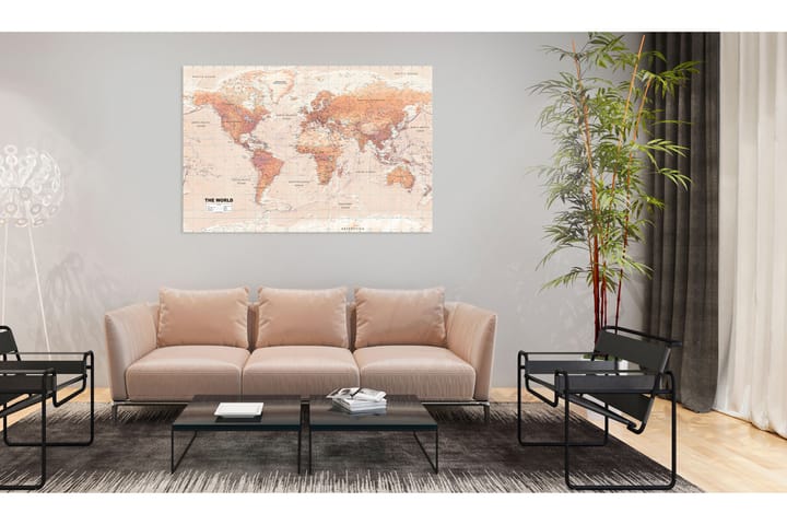 Taulu World Map: Orange World 90x60 - Artgeist sp. z o. o. - Canvas-taulu - Seinäkoristeet
