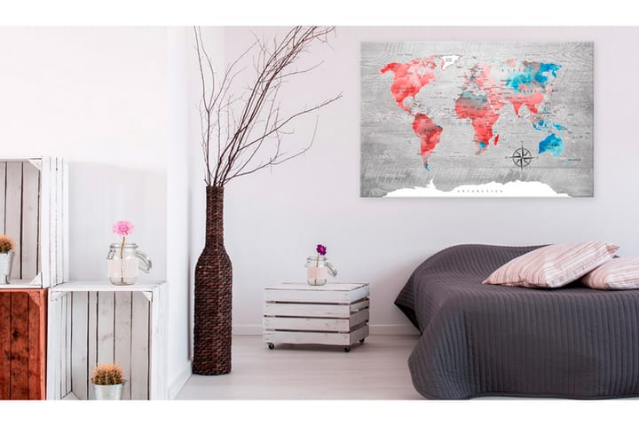 Taulu World Map: Red Roam 90x60 - Artgeist sp. z o. o. - Canvas-taulu - Seinäkoristeet