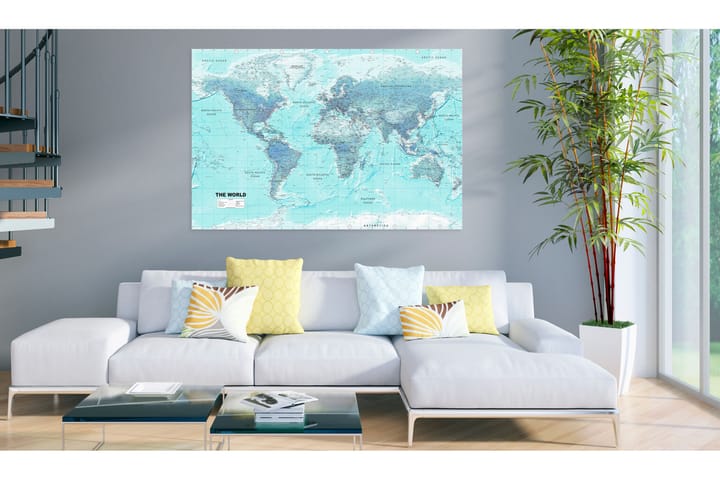 Taulu World Map: Sky Blue World 120x80 - Artgeist sp. z o. o. - Canvas-taulu - Seinäkoristeet