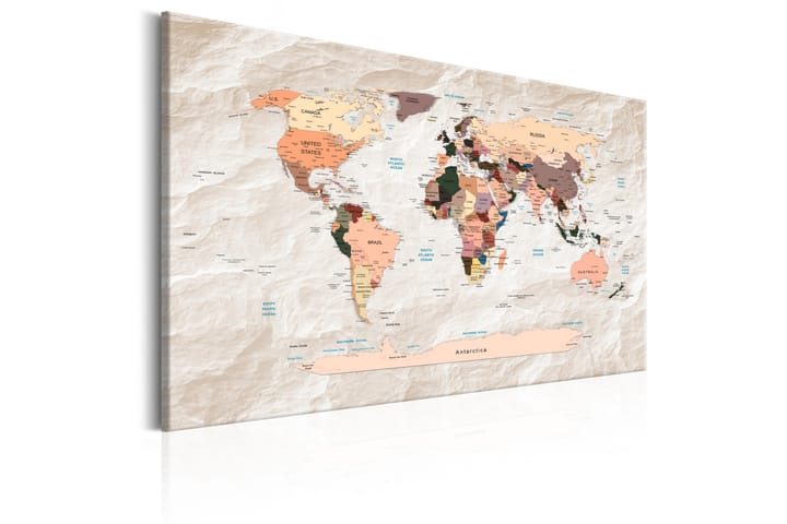 Taulu World Map: Stony Oceans 120x80 - Artgeist sp. z o. o. - Canvas-taulu - Seinäkoristeet
