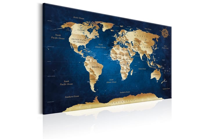 Taulu World Map: The Dark Blue Depths 60x40 - Artgeist sp. z o. o. - Canvas-taulu - Seinäkoristeet