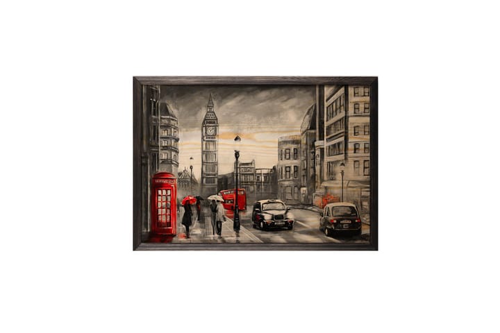 Vintage London Kuvitius Harmaa/Musta/Punainen/Beige - 50x35 cm - Juliste