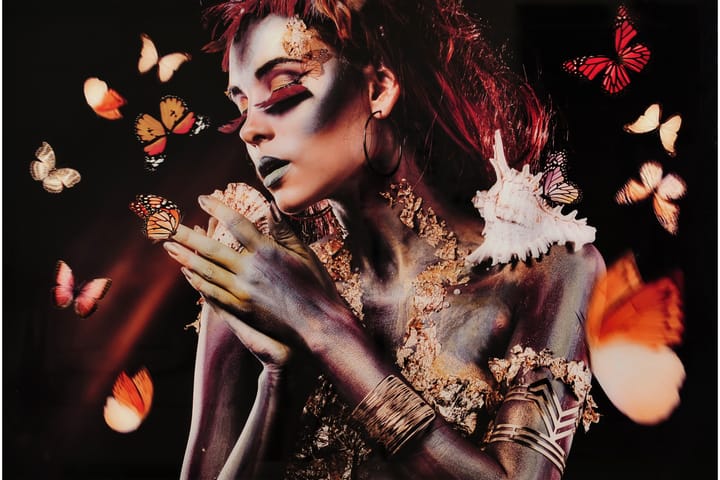 Taulu Woman with butterflies Ruskea - 120x80 cm - Taulu & taide