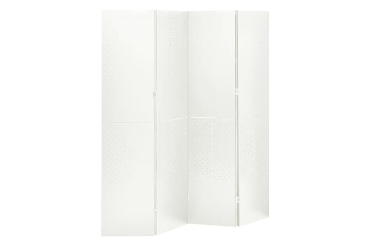 4-Paneelinen tilanjakaja 160x180 cm valkoinen teräs - Tilanjakaja & sermi - Taittuva sermi