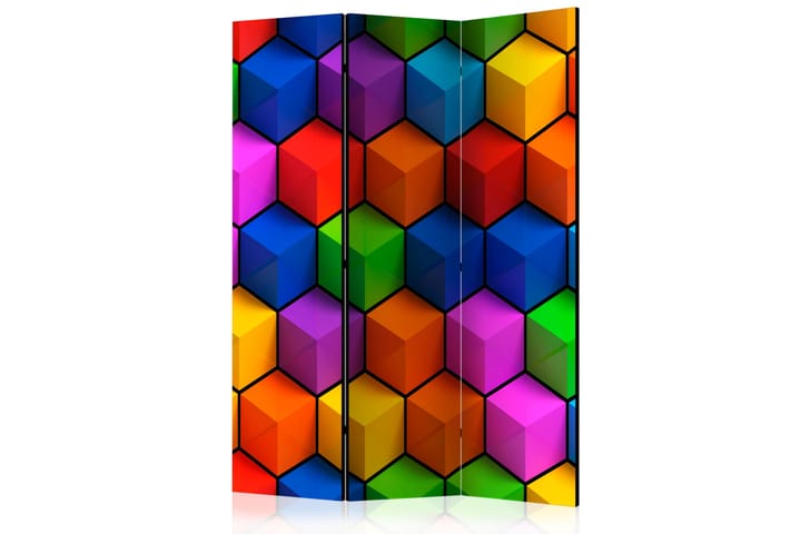 Tilanjakaja Colorful Geometric Boxes - Artgeist sp. z o. o. - Taittuva sermi - Tilanjakaja & sermi