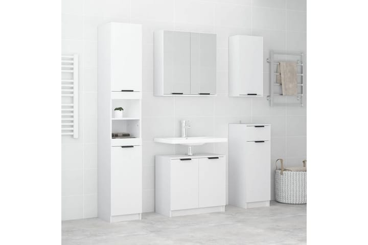 beBasic 5-osainen Kylpyhuonekaappisarja korkeakiilto valk. tekninen puu - Valkoinen - Kylpyhuonekaapit