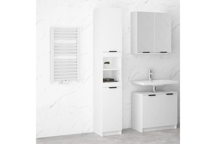 beBasic Kylpyhuoneen kaappi valkoinen 32x34x188,5 cm tekninen puu - Valkoinen - Kylpyhuoneekaappi valaistuksella - Seinäkaappi & korkea kaappi - Pyykkikaappi - Kylpyhuonekaapit