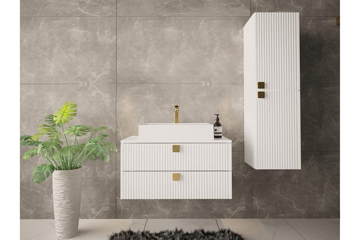 Korkea Kylpyhuonekaappi Glenndale 120 cm - Valkoinen - Kylpyhuoneekaappi valaistuksella - Seinäkaappi & korkea kaappi - Pyykkikaappi - Kylpyhuonekaapit
