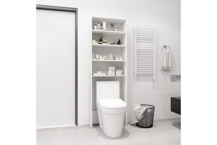 Pesukonekaappi valkoinen 64x24x190 cm - Kylpyhuoneekaappi valaistuksella - Seinäkaappi & korkea kaappi - Pyykkikaappi - Kylpyhuonekaapit