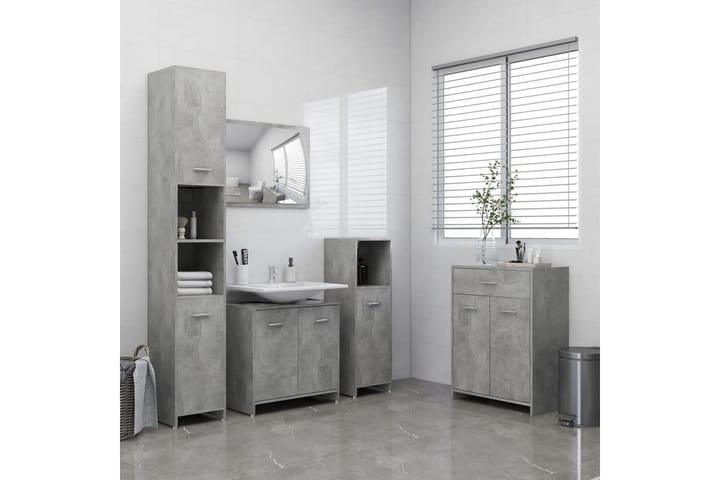 4-osainen kylpyhuonekalustesarja betoniharmaa - Harmaa - Kylpyhuonekalustepaketit