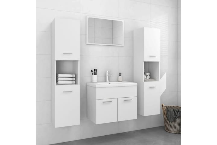 Kylpyhuoneen kalustesarja valkoinen lastulevy - Kylpyhuonekalustepaketit