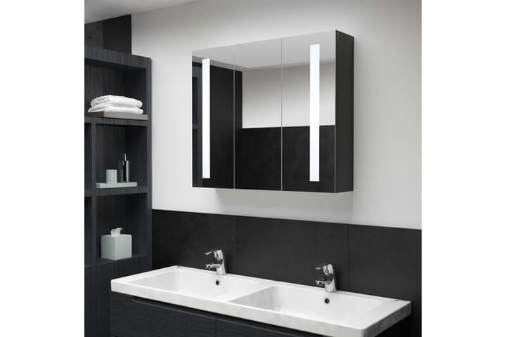 Kylpyhuoneen LED-peilikaappi 89x14x62 cm - Antrasiitti - Peilikaapit - Kylpyhuoneekaappi valaistuksella