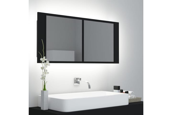 Kylpyhuoneen LED peilikaappi 100x12x45 cm - Musta - Peilikaapit - Kylpyhuoneekaappi valaistuksella