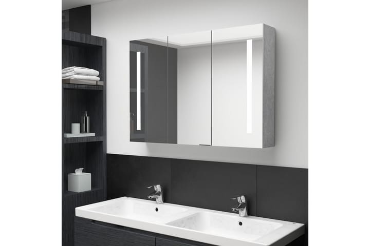 LED kylpyhuoneen peilikaappi betoninharmaa 89x14x62 cm - Peilikaapit - Kylpyhuoneekaappi valaistuksella