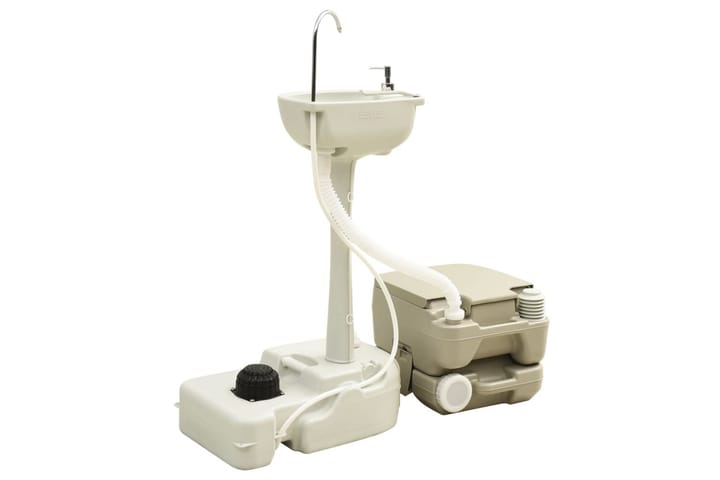 Kannettava retkeily-WC 10+10 l ja käsinpesuallas 20 l harmaa - Harmaa - Polttava kuivakäym�älä - WC-istuin kaksoishuuhtelu