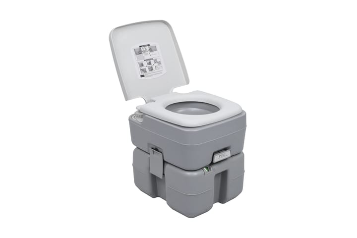 Kannettava retkeily-WC harmaa 20 + 10 l - Polttava kuivakäymälä - WC-istuin kaksoishuuhtelu
