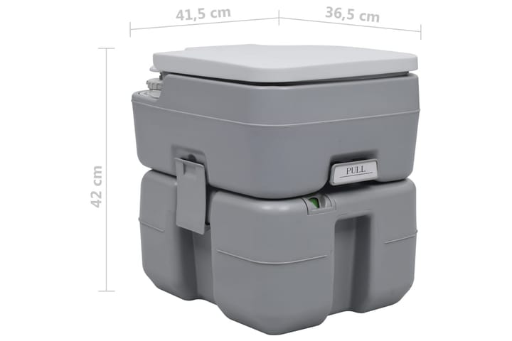 Kannettava retkeily-WC harmaa 20 + 10 l - Polttava kuivakäymälä - WC-istuin kaksoishuuhtelu