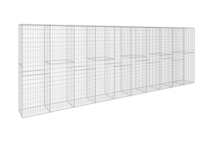 Gabionseinä kannella galvanoitu teräs 600x50x200 cm - Hopea - Kivikori