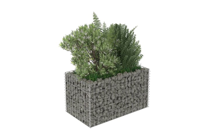 Korotettu kivikori/kukkalaatikko galvanoitu teräs 90x50x50cm - Hopea - Kivikori