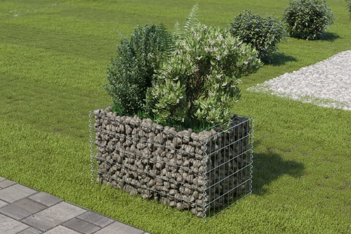 Korotettu kivikori/kukkalaatikko galvanoitu teräs 90x50x50cm - Hopea - Kivikori