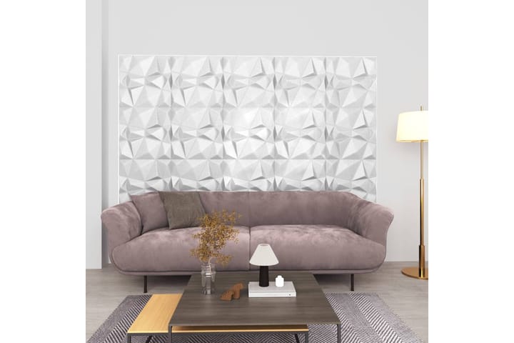 beBasic 3D-seinäpaneelit 12 kpl 50x50 cm timantinvalkoinen 3 mÂ² - Valkoinen - Lattia & seinäpinnat