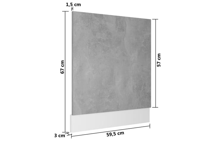 Astianpesukoneen paneeli betoninharmaa 59,5x3x67cm lastulevy - Harmaa - Lattia & seinäpinnat