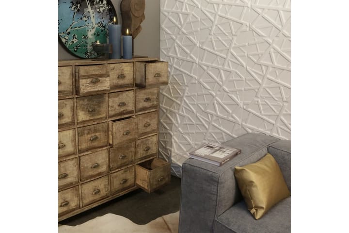 WallArt 24 kpl 3D-seinälevyjä GA-WA26 Olivia - Valkoinen - Lattia & seinäpinnat