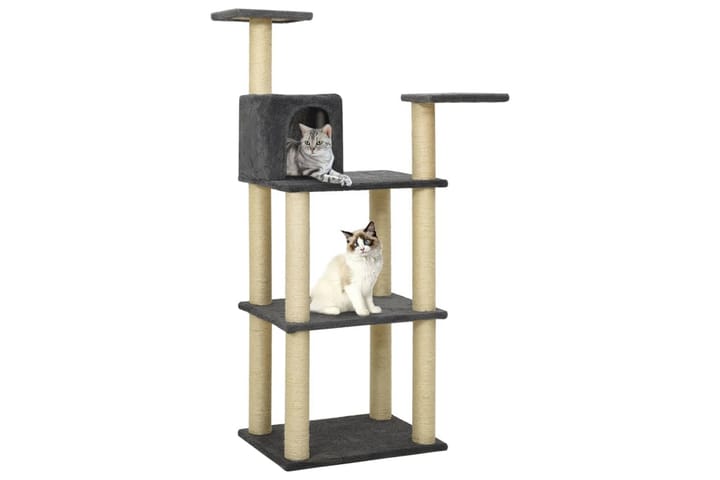 Kissan kiipeilypuu sisal- raapimispylväillä 119 cm - Harmaa - Raapimispuu & kiipeilypuu - Kissojen kalusteet