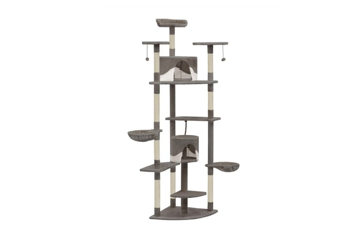 Kissan kiipeilypuu sisal-pylväillä 203cm harmaa & valkoinen - Monivärinen - Kissojen kalusteet