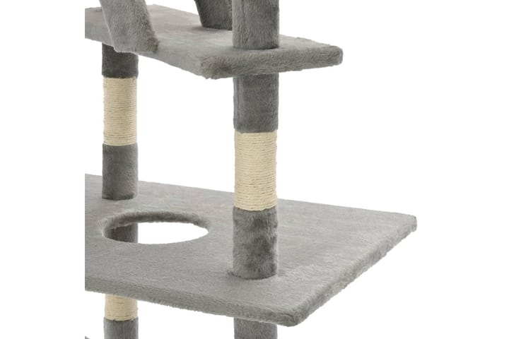 Kissan kiipeilypuu sisal-pylväillä 230-260 cm harmaa - Harmaa - Kissojen kalusteet
