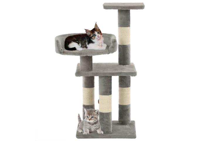 Kissan kiipeilypuu sisal-pylväillä 65 cm harmaa - Harmaa - Kissojen kalusteet
