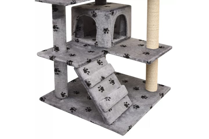 Kissan raapimispuu sisal-pylväillä 125cm tassunjäljet Harmaa - Monivärinen - Kissojen kalusteet